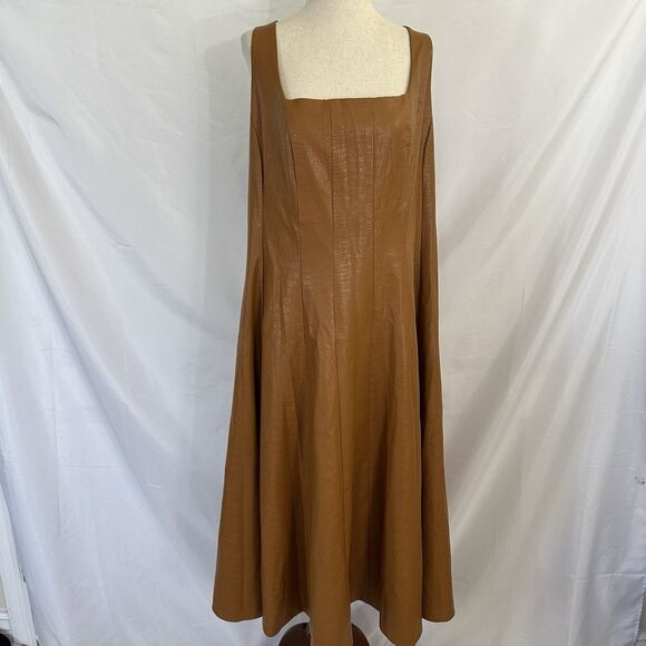 Anthropologie Avec Les Filles Faux Vegan Leather Midi Dress 1X Plus - Picture 3 of 10